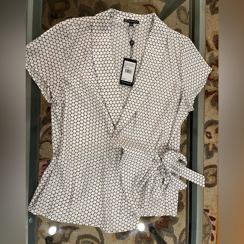 NWT Black & White Wrap Blouse
